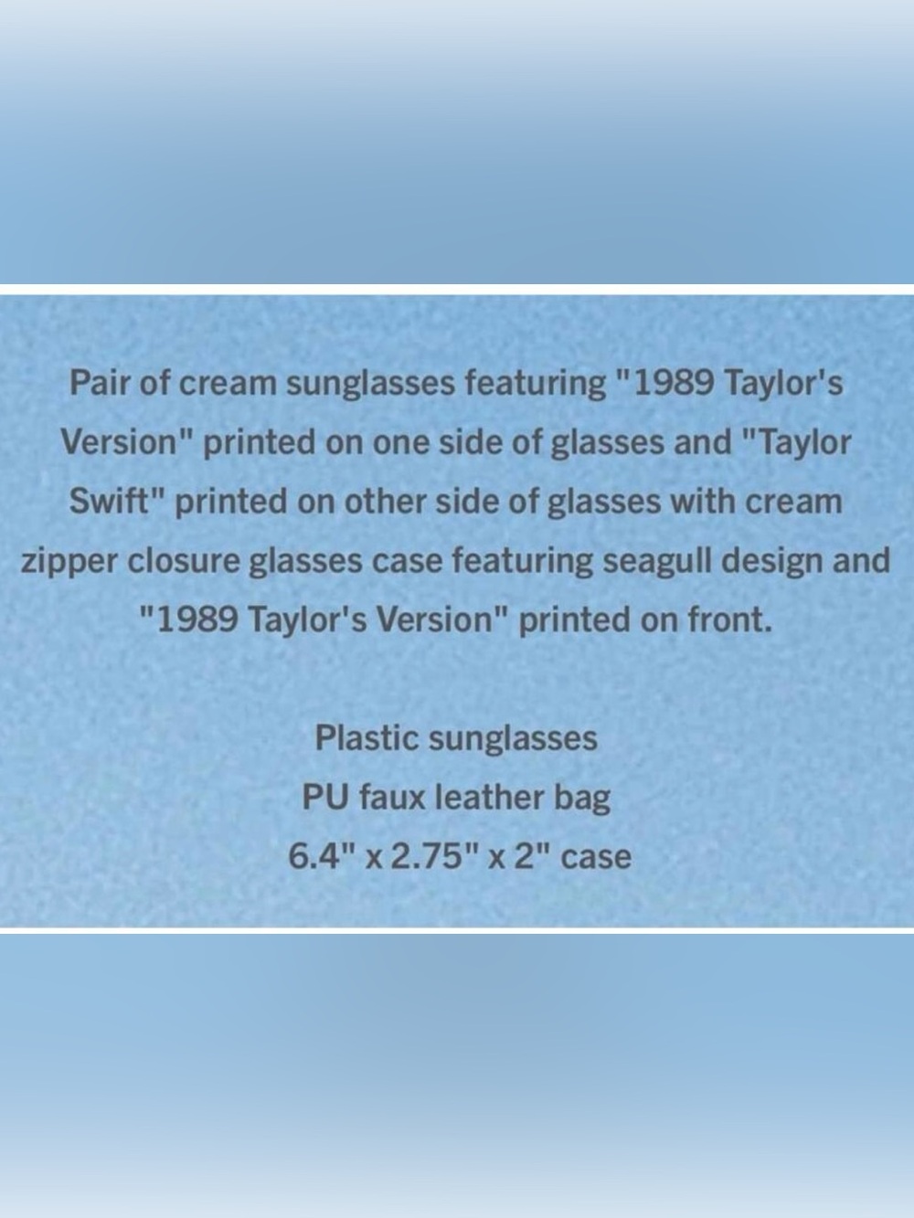 Taylor Swift 1989 (Taylor's Version) Cream Sunglasses and Case - Picture 2 of 6